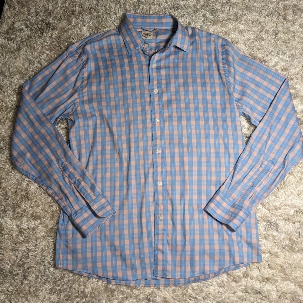 Faherty The Movement shirt in pink and blue check size large